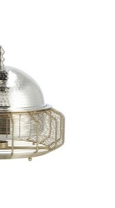 Plat à chafing dish de luxe en maille dorée, rond, en acier inoxydable, avec couvercle en dôme martelé, chauffe-plats, soupière pour décoration de mariage et de fête - Product Image 4