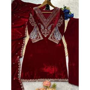 Ensemble de vêtements de fête pour femmes designer haut et bas Dupatta avec broderie - Product Image 3