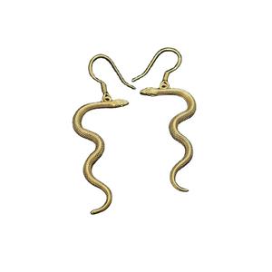 Pendientes de Aro con Diseño de Serpiente de Latón al por Mayor, Color Dorado, Estilo Bohemio, Pendientes Colgantes en Espiral de Moda para Mujer, Joyería para Aniversario - Product Image 1
