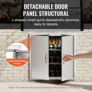 Porta Doppia per Cucina Esterna in Acciaio Inox 31W X 31H Pollici con Maniglie a Incasso e Verticali a Muro - Product Image 3