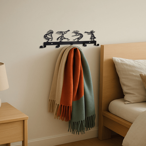 Vintage Black Metal <b>Wall</b> Mounted Coat Rack with 5 Heavy Duty <b>Hooks</b> Space Saving Entryway Organizer for Jackets Hats Bags <b>Keys</b> - Product Image 3
