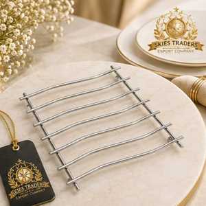 Sous-plat carré en métal à lattes, support de plat chaud, résistant à la chaleur, pour la protection de la table de cuisine et de salle à manger - Product Image 1