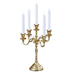 Antique metal candelabra with multiple candle arms for romantic dining <b>room</b> table lighting decoration - Product Image 5