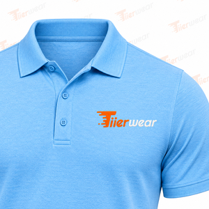 Tiiierwear Men's Light Blue Short Sleeve Polo <b>Shirt</b> Solid Color Pique Cotton Casual Breathable Front Embroidery Logo - Product Image 5