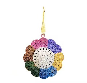 Custom Two-Sided Metal Christmas Hanging Ornament Xmas Holiday <b>Decorations</b> Pendant Silver Glitter Metal Craft Hanging Ornament - Product Image 6