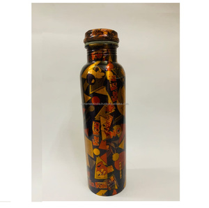 Botella de agua de cobre esmaltado verde Diseño antiguo hecho a mano Mejor para la oficina escolar e Hidratación Diaria de alta calidad - Product Image 3