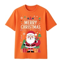 T-shirt décontracté à manches courtes pour homme FMF, imprimé graphique Joyeux Noël, coupe classique, orange vietnamien, TC (T-shirt en terylène-coton)