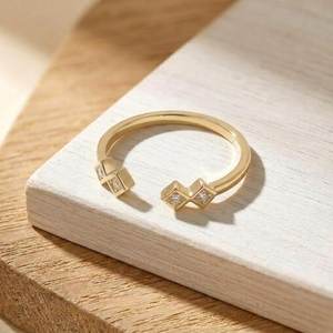 Bague ouverte en or massif 10K 14K 18K avec diamant de laboratoire taille princesse, sertissage clos, 0,20 ct, couleur E VVS, certifiée IGI, bijou de luxe pour mariée - Product Image 4