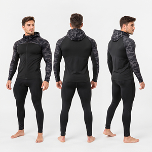 <b>Men</b> <b>Camo</b> Printed Hooded Jacket Slim Fit Yoga Training Zipper <b>Hoodie</b> Long Sleeve Compression Jacket <b>Men</b> Full Zipper Gym Jacket - Product Image 5