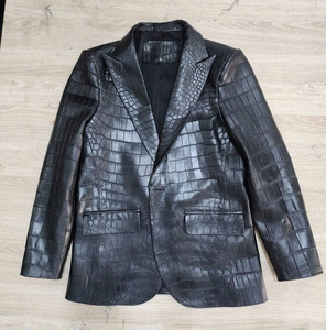New Fashion Custom Genuine Etoxic Croco Leather Men's Winter Short <b>Biker</b> <b>Jacket</b> Latest Design Casual Stylish Men Vest Coat - Product Image 2