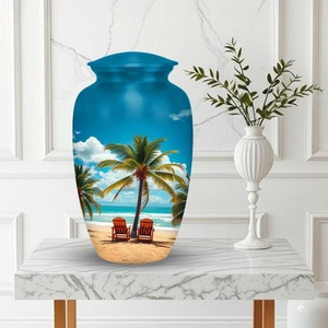 Urnas Tropicales para Cenizas Humanas con Diseño de Palmera Costera, Urna de Aluminio para Adultos con Diseño de Palmera y Océano - Product Image 6