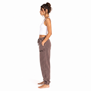 Pantalon de jogging délavé pour femme en coton, décontracté, avec cordon de serrage, poches latérales, logo personnalisé - Product Image 2