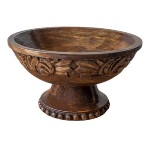 Bol à fruits à salade en bois de mangue fini noyer style moderne artistique durable présentoir de souvenirs de stockage de table personnalisé - Product Image 4