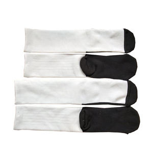 Men's <b>White</b> Crew Socks With Black Toe And <b>Heel</b> Knitted Cotton Breathable Solid Color Regular Fit Summer Sports Socks Wholesale U - Product Image 5