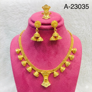 ชุดเครื่องประดับ MOLL JEWELLERS สไตล์อินเดียทันสมัย ชุบทอง 24K ทำจากโลหะผสมสังกะสี ประดับด้วยดอกไม้และเพชรซิร์คอน สร้อยคอพร้อมต่างหู สำหรับผู้หญิง เหมาะสำหรับงานหมั้น งานแต่งงาน และงานเลี้ยง - Product Image 4