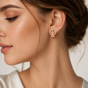18K Solid Gold Diamond Halo <b>Stud</b> <b>Earrings</b> for Women High Polish Elegant Daily Wear Party Wedding Jewelry Gift - Product Image 1