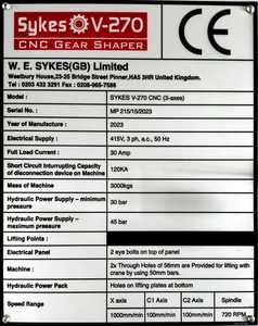 Sykes V270 3 Axis Automatic <b>CNC</b> Gear Shaper <b>Machine</b> for Precision Gear <b>Cutting</b> and Industrial Manufacturing - Product Image 4