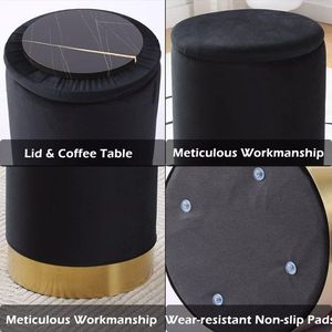 Pouf Contenitore in Similpelle Dorata, Poggiapiedi Multiuso con Sedia da Toeletta, per Ingresso e Applicazioni Alberghiere - Product Image 6