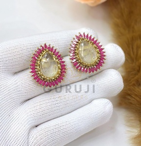 STUNNING SPARKLES Stylish High Quality Gold Plated Brass <b>Stud</b> <b>Earrings</b> Zircon Stones Women Evening Party Wear Trendy Fashion - Product Image 3