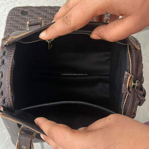 March Expo Premium <b>Tooled</b> Cowhide Leather Mini Duffel Speedy Bags New Compact Size Studs & Concho Crossbody Travel Purse Handbag - Product Image 6