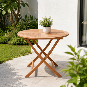 Teak <b>Folding</b> <b>Table</b> Outdoor Round Wooden <b>Garden</b> Patio Bistro <b>Table</b> for Restaurants Cafes Resorts Hotels and Home Terrace Use - Product Image 5