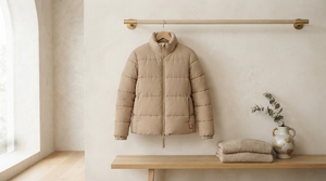 Veste matelassée beige pour homme, manteau d'hiver chaud et léger, col montant, veste décontractée pour l'extérieur, vente en gros ONE APEX - Product Image 5