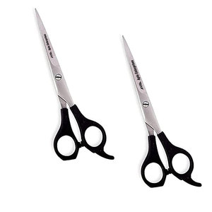 Ensemble de ciseaux de barbier professionnels Pro Series, lot de 2, 6 pouces, manche noir, acier inoxydable, ciseaux de coupe de cheveux de salon, repose-doigts - Product Image 2
