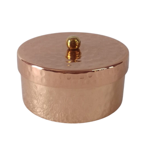 Luxury Hammered Copper Trinket <b>Box</b> with Gold Knob Round Decorative Metal Container for Jewelry and <b>Keepsakes</b> Artisan Copper <b>Box</b> - Product Image 1