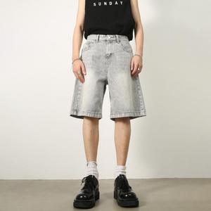 Shorts en jean décontractés de haute qualité pour homme, style skater, délavé effet usé, coupe large, mi-long, baggy - Product Image 2