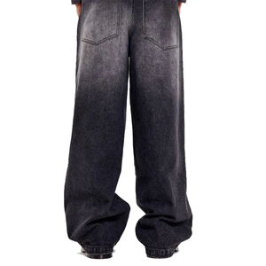 Jean en denim délavé taille haute coupe large pour homme, coupe décontractée en coton, idéal pour l'automne - Product Image 3