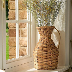 Rustic Handwoven Rattan Flower <b>Vase</b> Decorative <b>Wicker</b> Pitcher Jug <b>Vase</b> for Home Wedding Party Centerpieces - Product Image 5