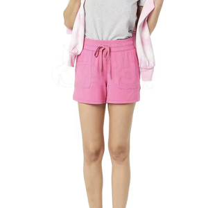 Women's Custom Logo Sweat Shorts <b>With</b> <b>Elastic</b> High <b>Waist</b> Drawstring Summer Casual Cotton Terry Made in Pakistan - Product Image 3