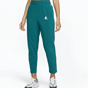 Women's Light Green Knitted Straight <b>Ankle</b>-Length Pants With Drawstring Waist And Logo On Right Leg Casual Spring Wear - Product Image 1