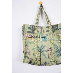 Bolso Tote Hecho a Mano en India, 100% Algodón, con Rayas, Asa Larga, para Mujer, Ecológico, Grande, Hecho en Rajastán - Product Image 3