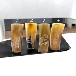 Verre à bière en corne de bœuf véritable Viking Horn Nordic Cup avec gravure de nœuds, finition parfaite pour le vin, la bière et l'eau - Product Image 3