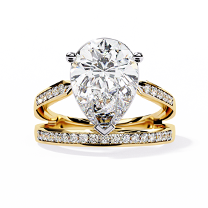 Anillo de Compromiso de Moissanita con Corte de Pera, Chapado en Oro Blanco, Anillo de Boda Ovalado para Mujer - Product Image 4