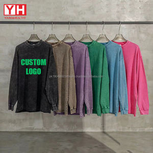 Oem Custom Blank Heavyweight Acid Wash Oversize <b>Tshirt</b> Vintage <b>Long</b> Sleeve T-Shirt for Men Cotton Acid Wash <b>Long</b> Sleeve T Shirt - Product Image 4