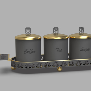 ชุดกระป๋องอะลูมิเนียมสำหรับเก็บของในครัว พร้อมฝาปิดและถาด ดีไซน์หรูหรา เป็นมิตรกับสิ่งแวดล้อม ผลิตตามสั่ง ส่งออกจากอินเดีย สำหรับชา กาแฟ น้ำตาล - Product Image 1