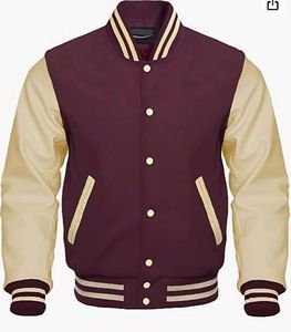 Blouson universitaire pour homme, color block, en coton et polyester, décontracté, automne, col rabattu, coupe droite, simple boutonnage - Product Image 5