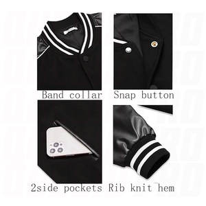 Chaqueta Varsity para Hombre, Estilo Casual, con Mangas de Cuero, Chaqueta Bomber Letterman de Béisbol, Estilo Universitario Clásico, con Botones - Product Image 6