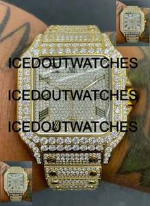 Montre Moissanite entièrement sertie de pierres pour hommes, bijoux hip-hop, montre automatique élégante en acier inoxydable, idéale pour les événements - Product Image 2