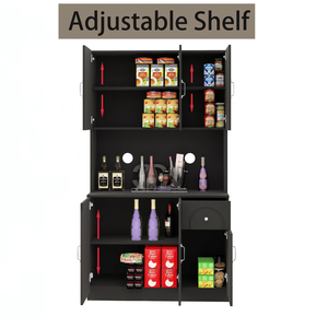 Mobile dispensa da cucina autoportante da 71 pollici con piano d'appoggio per forno a microonde, credenza regolabile a 6 ante - Product Image 3