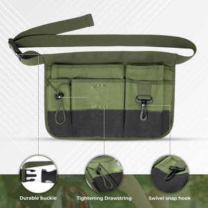 Delantal de Cintura Clásico de Poliéster Oxford, Lavable, Resistente, con Múltiples Bolsillos, Cinturón Ajustable, Verde, para Uso Diario - Product Image 3