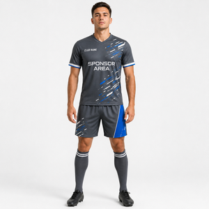 Custom Name Number Print <b>Soccer</b> Kit Jersey Shorts Four Way Stretch Fabric 100% Polyester Ventilated Mesh Back Panel OEM Teams - Product Image 5