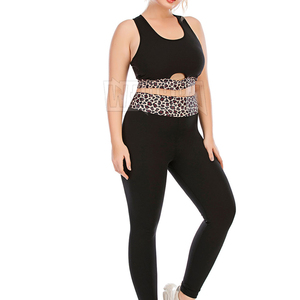 Ensemble de yoga pour femmes, noir uni, respirant, séchage rapide, leggings taille haute, débardeur court dos nageur, grande taille, sans couture, tenue d'entraînement 2 pièces - Product Image 3