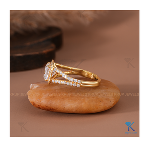 Delicate Cushion Cut Halo Engagement <b>Ring</b> with Pave <b>Split</b> Shank in Yellow Gold Stackable <b>Ring</b> for Women Minimalist Fine Jewelry - Product Image 3