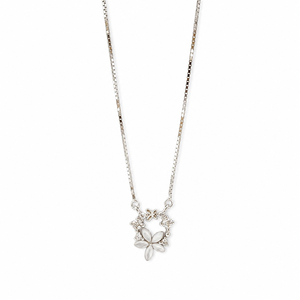 Collier pendentif floral en argent sterling 925 avec zircon cubique, tendance, poli miroir, bijoux pour femme, cadeau pour fête, mariage, usage quotidien - Product Image 3
