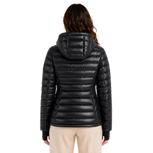 Chaqueta acolchada larga con capucha negra para mujer, abrigo de invierno con cremallera - Product Image 2