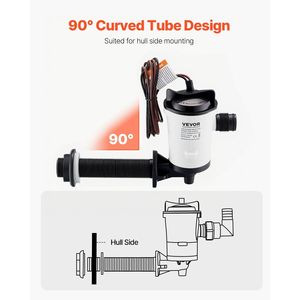 Pompe marine Livewell 12V 800 GPH avec moteur détachable à 90 degrés, résistante à la corrosion, pour bacs à appâts et aérateurs de vivier 800 GPH - Product Image 3