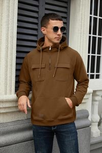 <b>Mens</b> Winter <b>Half</b> <b>Zip</b> Pullover Hoodie with Front Pocket Drawstring Quick Dry & Breathable Fleece Casual Streetwear Sweatshirt - Product Image 6